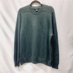 Vtg Lands End Muted Hunter Green Men's Pull Over Crew Neck Sweater Large 42-44
